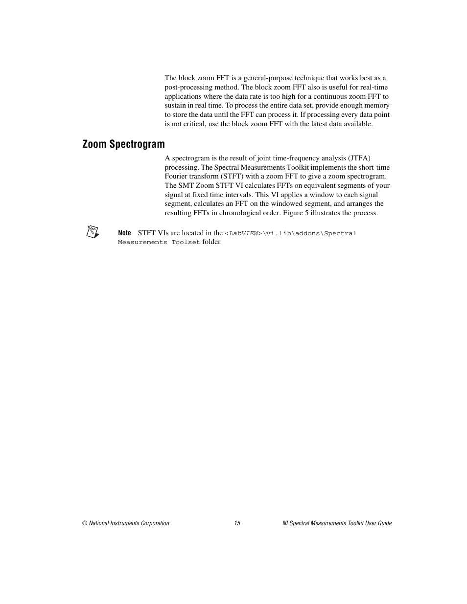 Zoom spectrogram | National Instruments NI Spectral Measurements Toolkit User Manual | Page 15 / 35