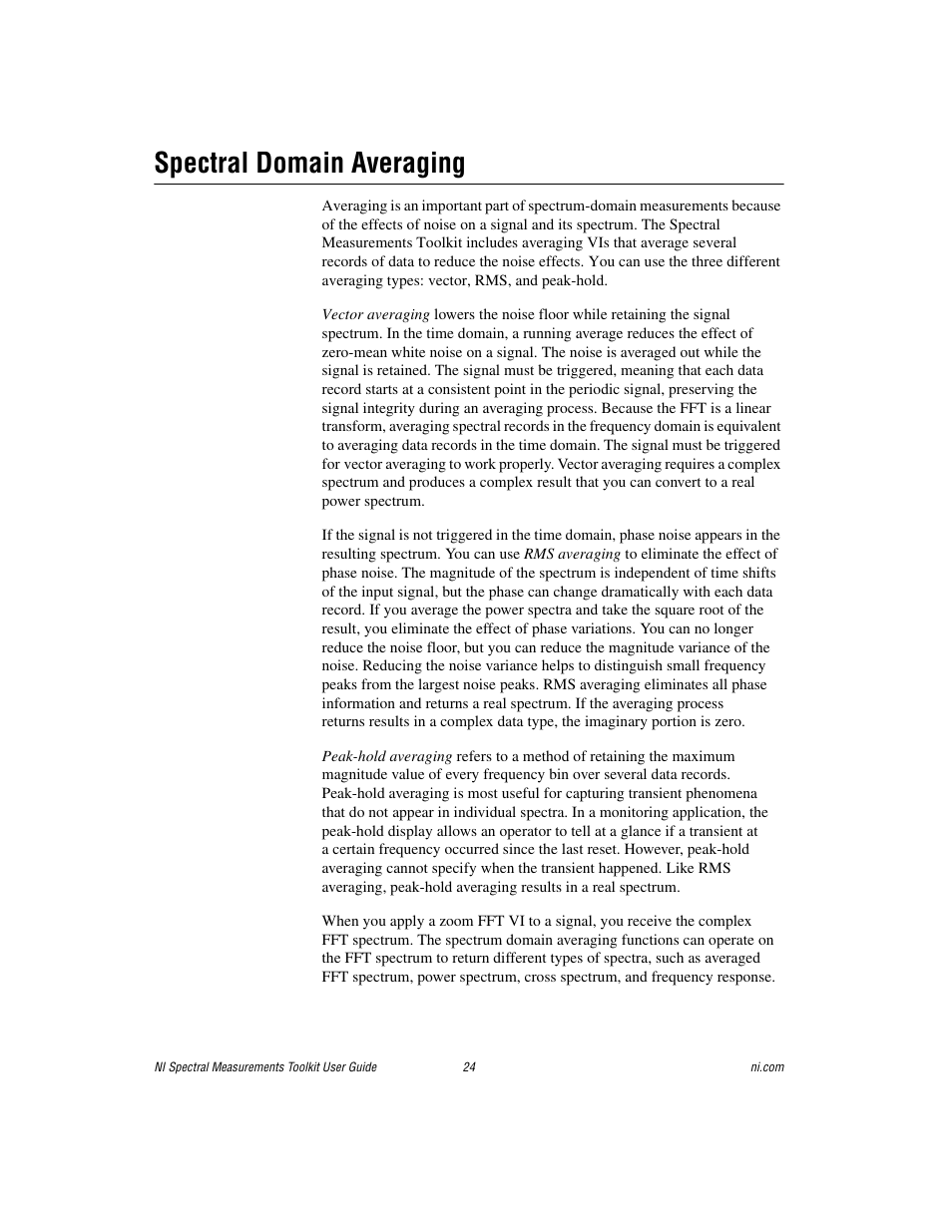 Spectral domain averaging | National Instruments NI Spectral Measurements Toolkit User Manual | Page 24 / 35