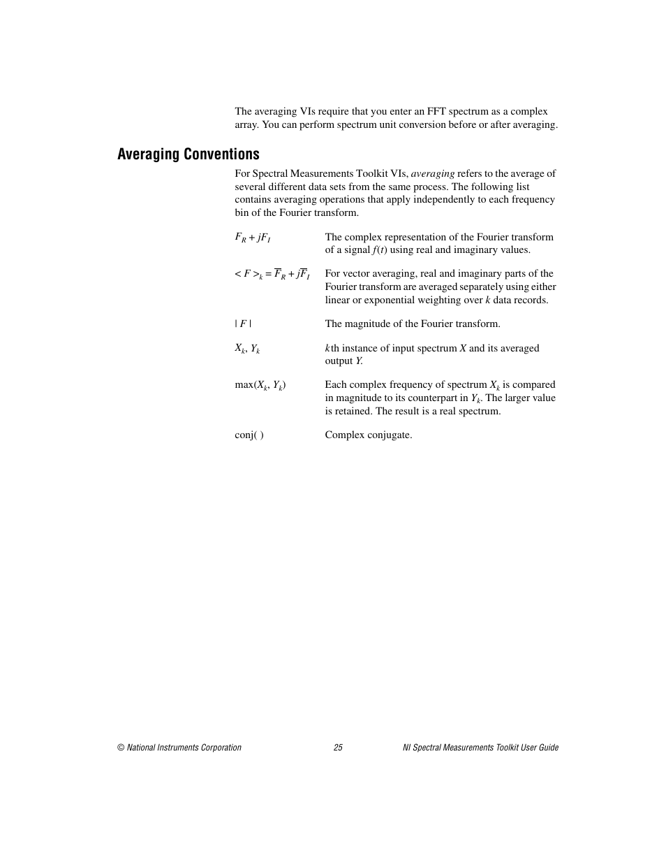 Averaging conventions | National Instruments NI Spectral Measurements Toolkit User Manual | Page 25 / 35
