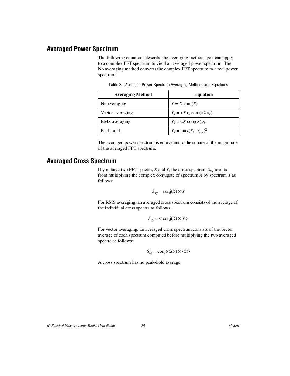 Averaged power spectrum, Averaged cross spectrum | National Instruments NI Spectral Measurements Toolkit User Manual | Page 28 / 35