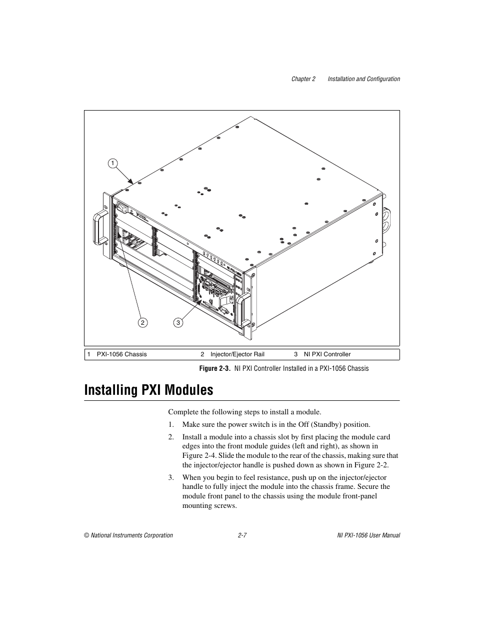 Installing pxi modules, Installing pxi modules -7 | National Instruments NI PXI-1056 User Manual | Page 22 / 65