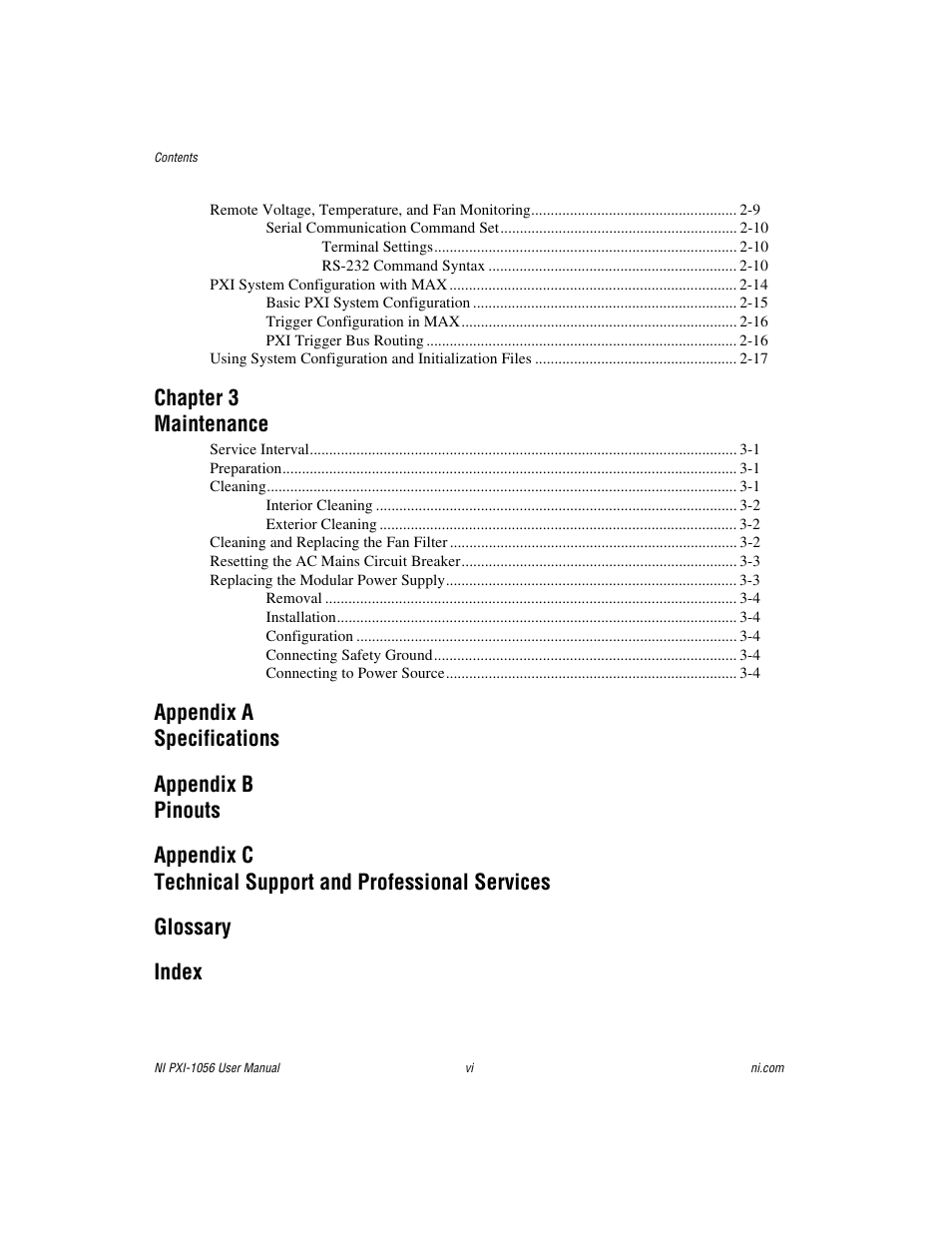 Chapter 3 maintenance | National Instruments NI PXI-1056 User Manual | Page 5 / 65