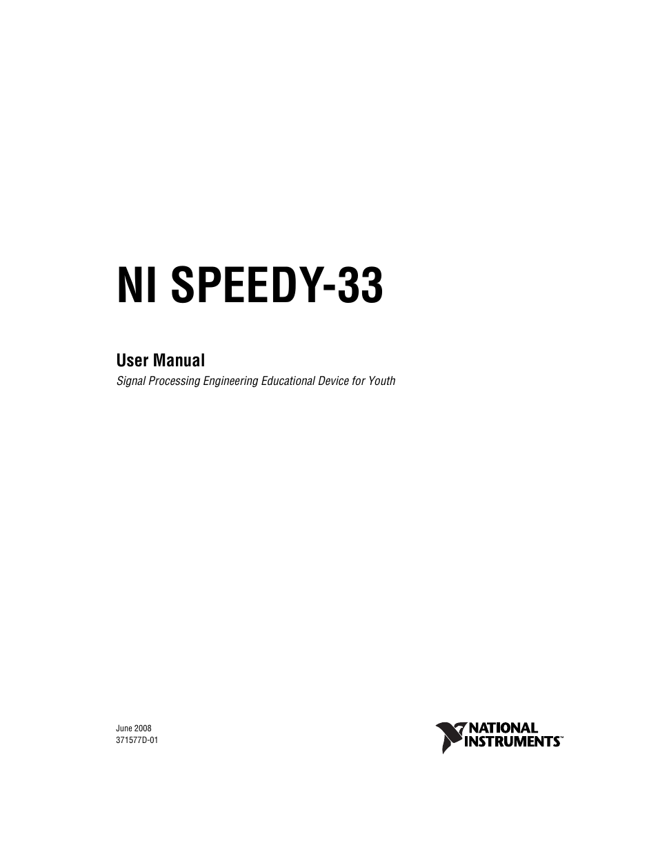 National Instruments Signal Processing Engineering Educational Device NI SPEEDY-33 User Manual | 45 pages
