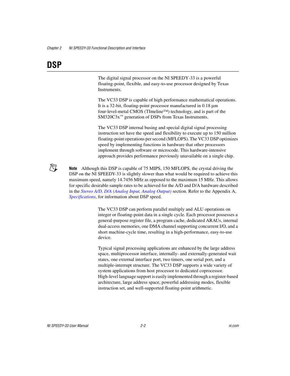Dsp -2 | National Instruments Signal Processing Engineering Educational Device NI SPEEDY-33 User Manual | Page 14 / 45