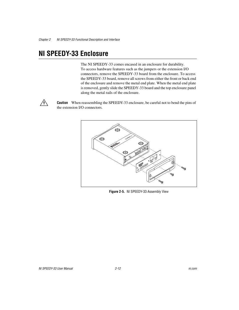Ni speedy-33 enclosure, Figure 2-5. ni speedy-33 assembly view, Ni speedy-33 enclosure -12 | National Instruments Signal Processing Engineering Educational Device NI SPEEDY-33 User Manual | Page 24 / 45