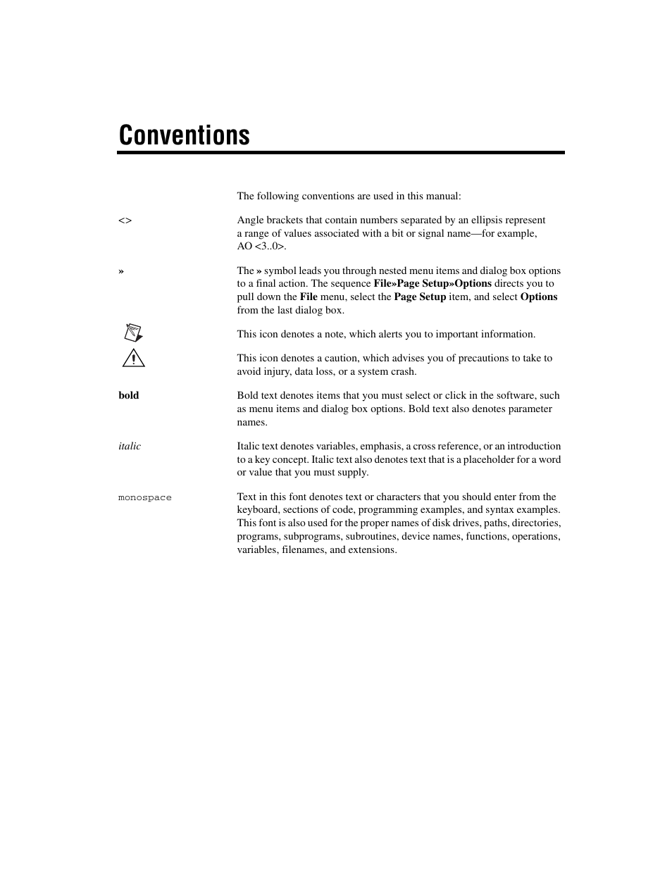 Conventions | National Instruments Signal Processing Engineering Educational Device NI SPEEDY-33 User Manual | Page 5 / 45