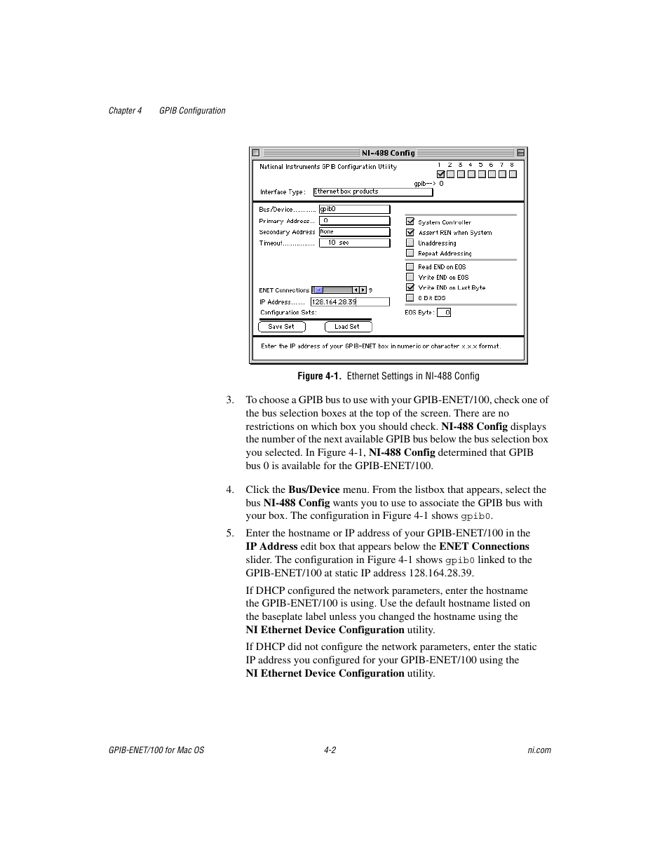 Figure 4-1. ethernet settings in ni-488 config, Figure 4-1, Ethernet settings in ni-488 config -2 | National Instruments GPIB-ENET/100 User Manual | Page 31 / 59