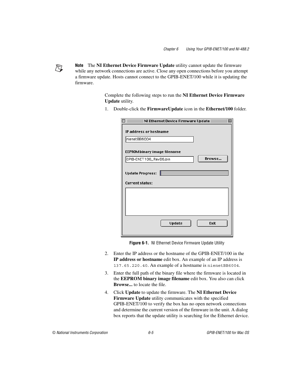 Figure 6-1, Ni ethernet device firmware update utility -5 | National Instruments GPIB-ENET/100 User Manual | Page 39 / 59