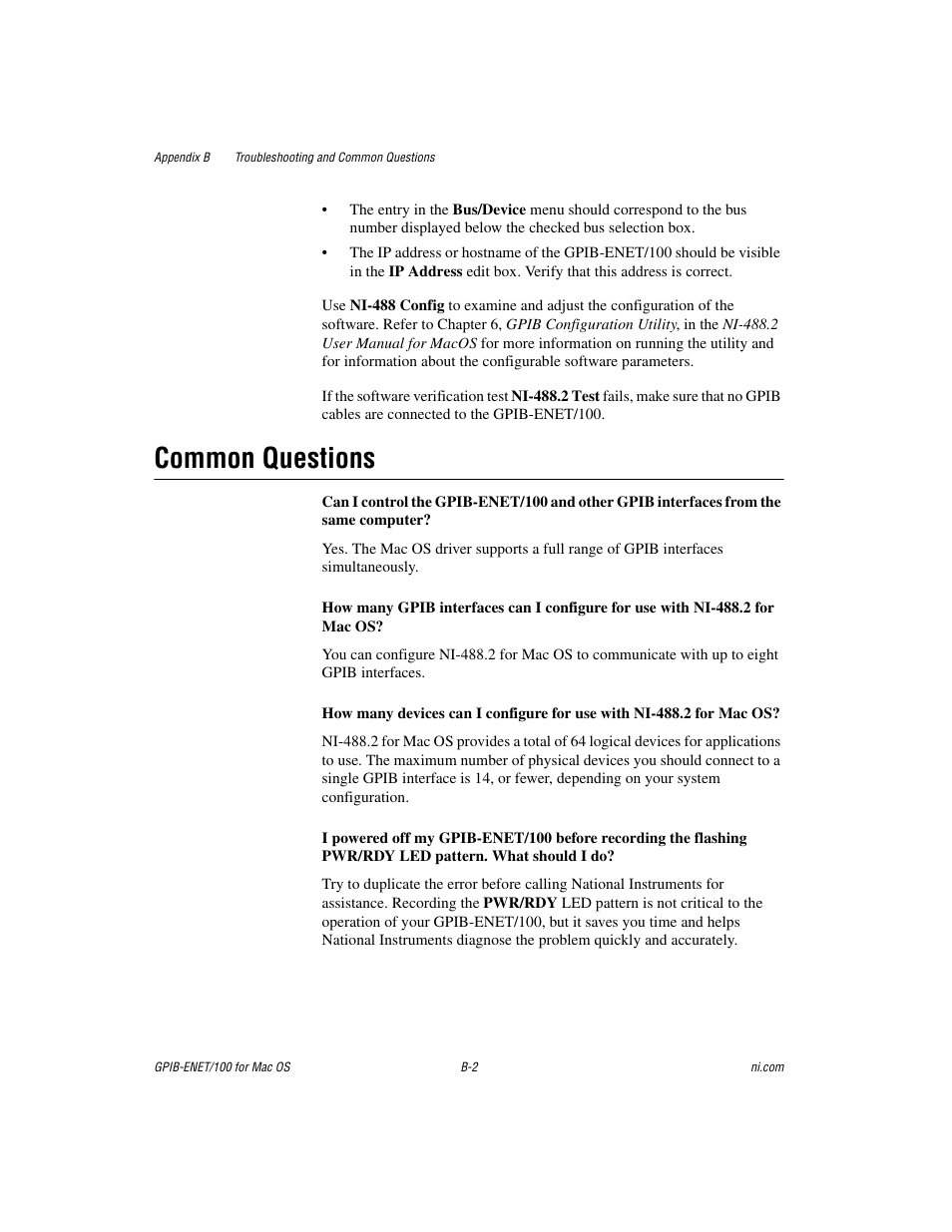 Common questions | National Instruments GPIB-ENET/100 User Manual | Page 44 / 59