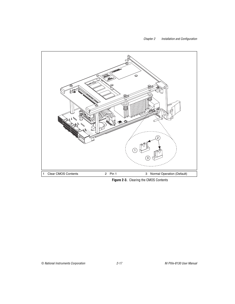 Figure 2-3. clearing the cmos contents | National Instruments NI PXIe-8130 User Manual | Page 33 / 84
