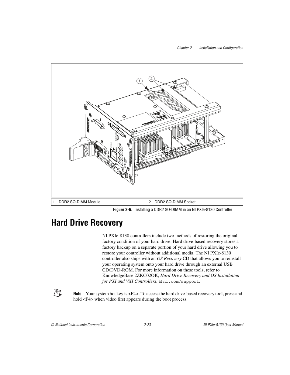 Hard drive recovery, Hard drive recovery -23 | National Instruments NI PXIe-8130 User Manual | Page 39 / 84