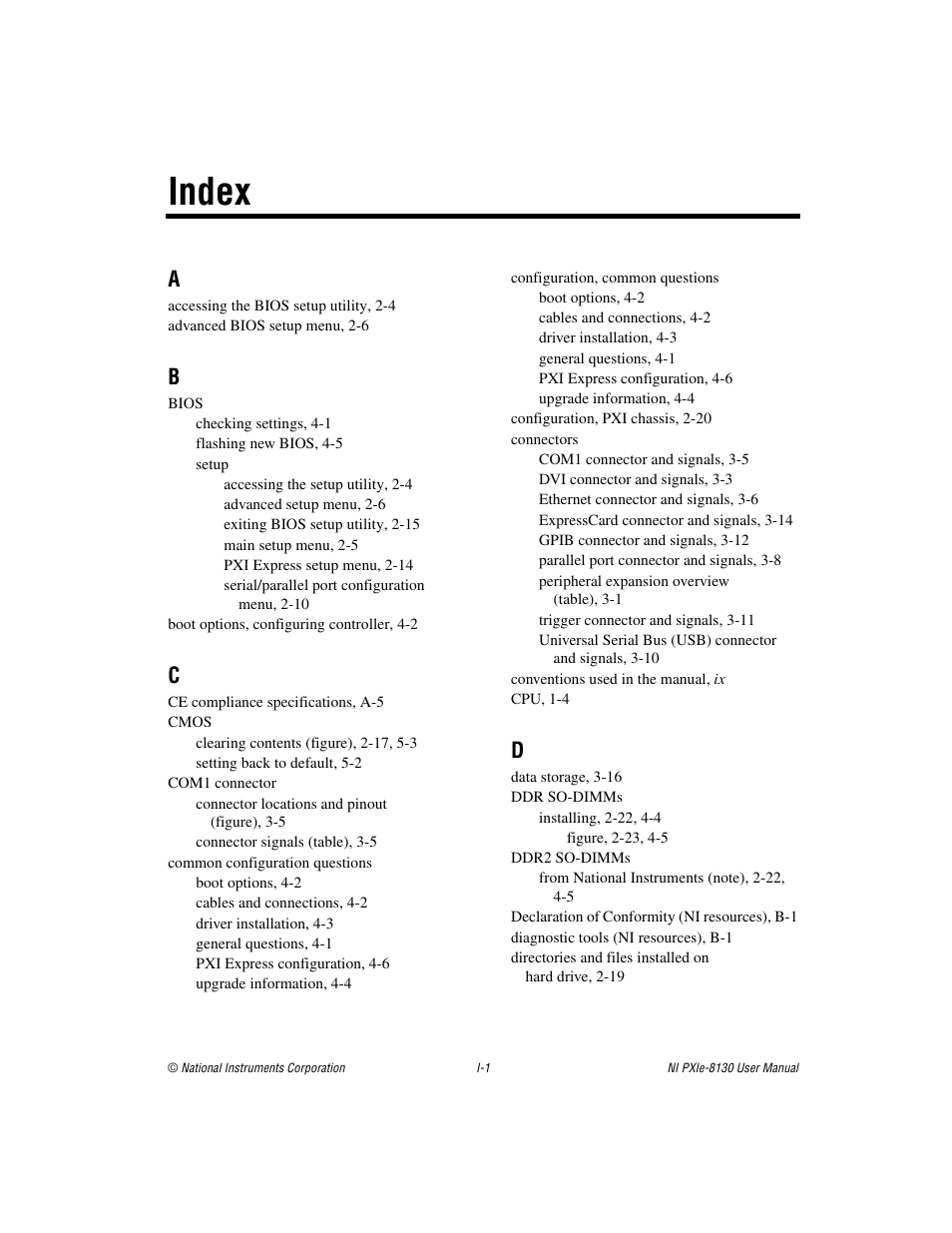 Index | National Instruments NI PXIe-8130 User Manual | Page 80 / 84