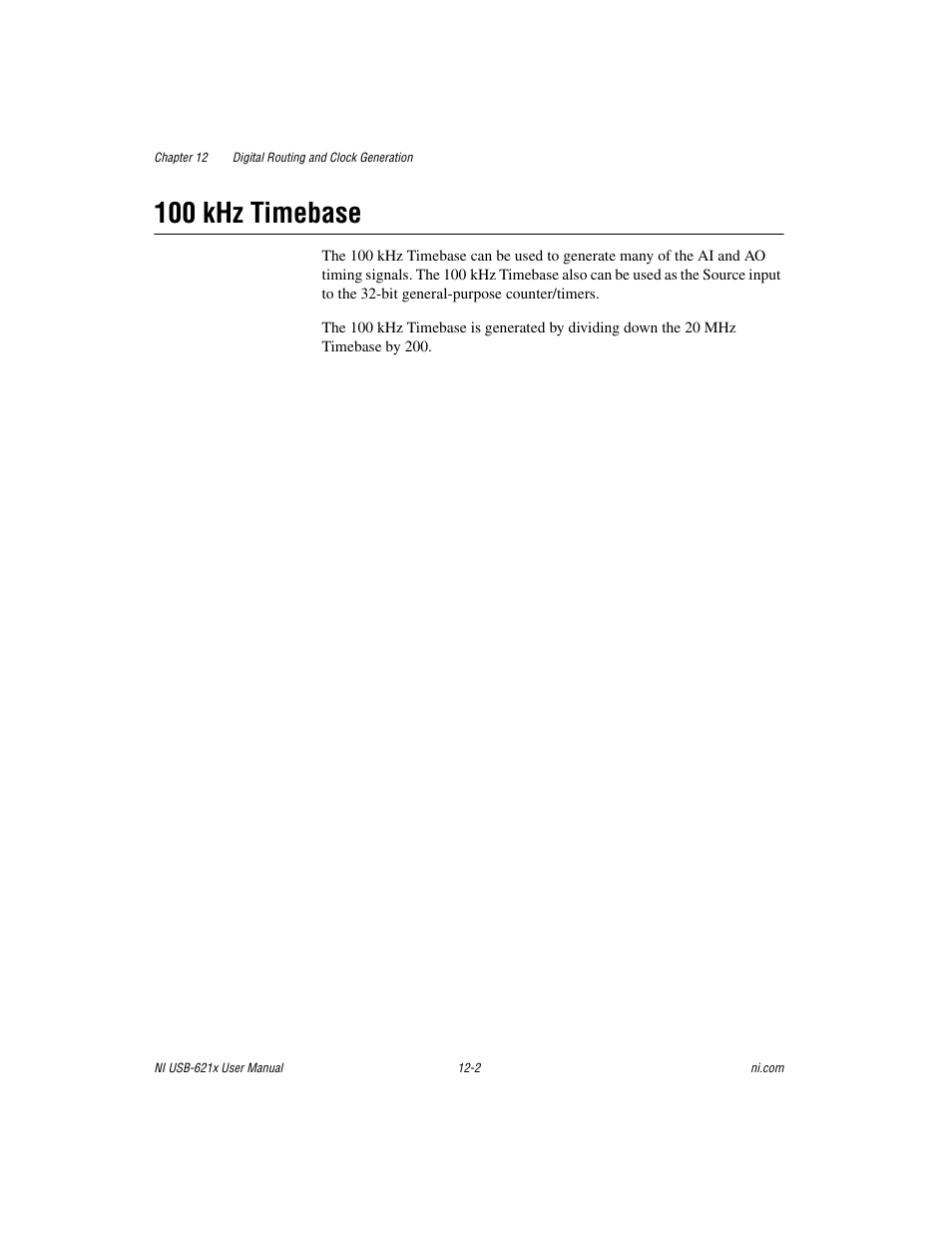 100 khz timebase, 100 khz timebase -2 | National Instruments NI USB-621x User Manual | Page 130 / 178