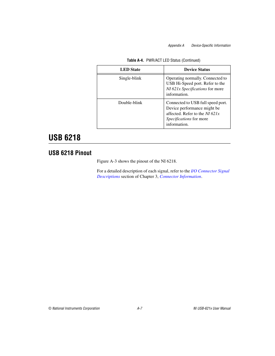 Usb 6218, Usb 6218 pinout | National Instruments NI USB-621x User Manual | Page 141 / 178