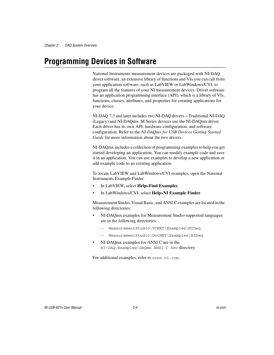 Programming devices in software, Programming devices in software -4 | National Instruments NI USB-621x User Manual | Page 23 / 178
