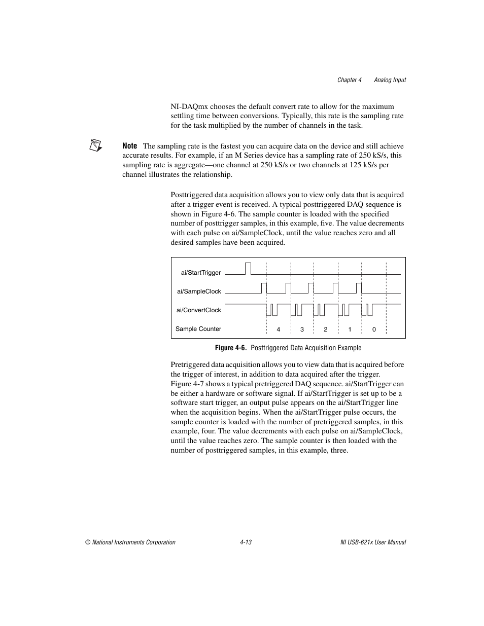 Figure 4-6. posttriggered data acquisition example | National Instruments NI USB-621x User Manual | Page 39 / 178