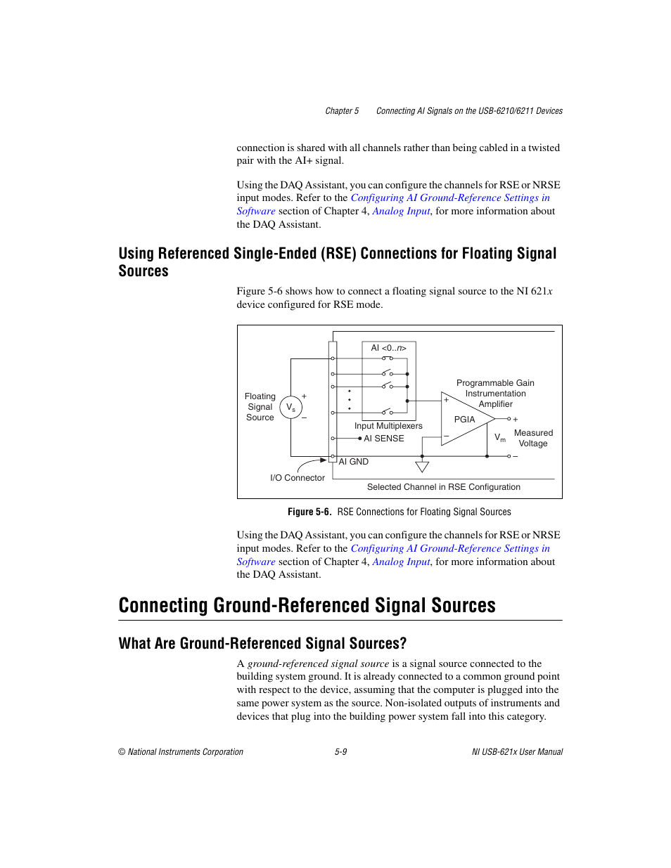 Connecting ground-referenced signal sources, What are ground-referenced signal sources, Signal sources -9 | Connecting ground-referenced signal sources -9, What are ground-referenced signal sources? -9, To the, Floating signal sources | National Instruments NI USB-621x User Manual | Page 59 / 178
