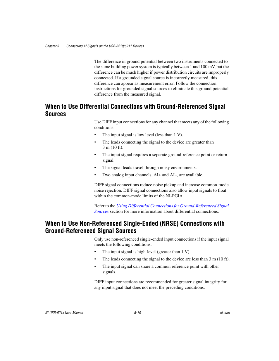 Signal sources -10, Ground-referenced signal sources -10 | National Instruments NI USB-621x User Manual | Page 60 / 178
