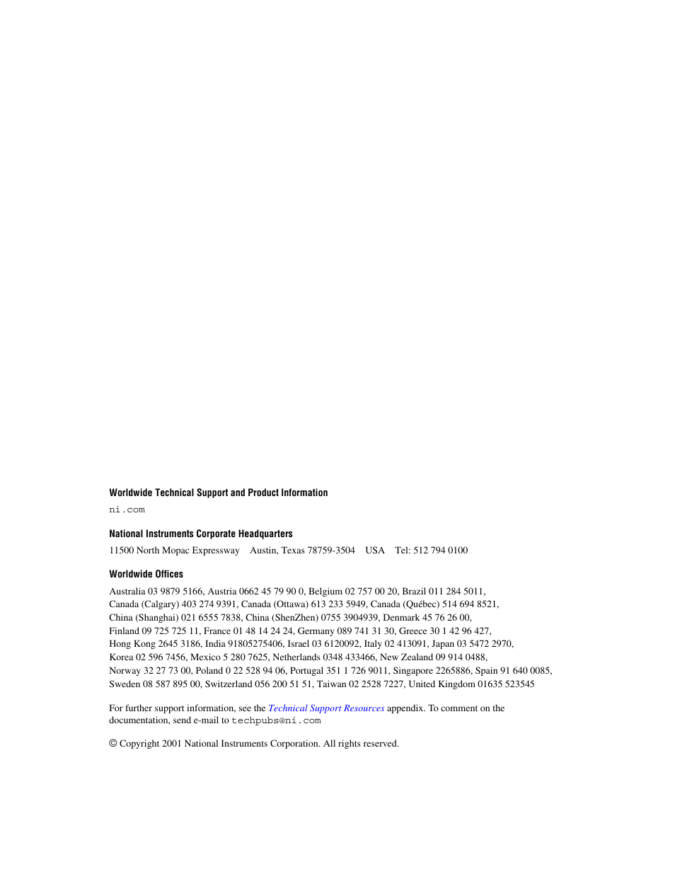 Support, National instruments corporate headquarters, Worldwide offices | National Instruments PCI-1428 User Manual | Page 2 / 39