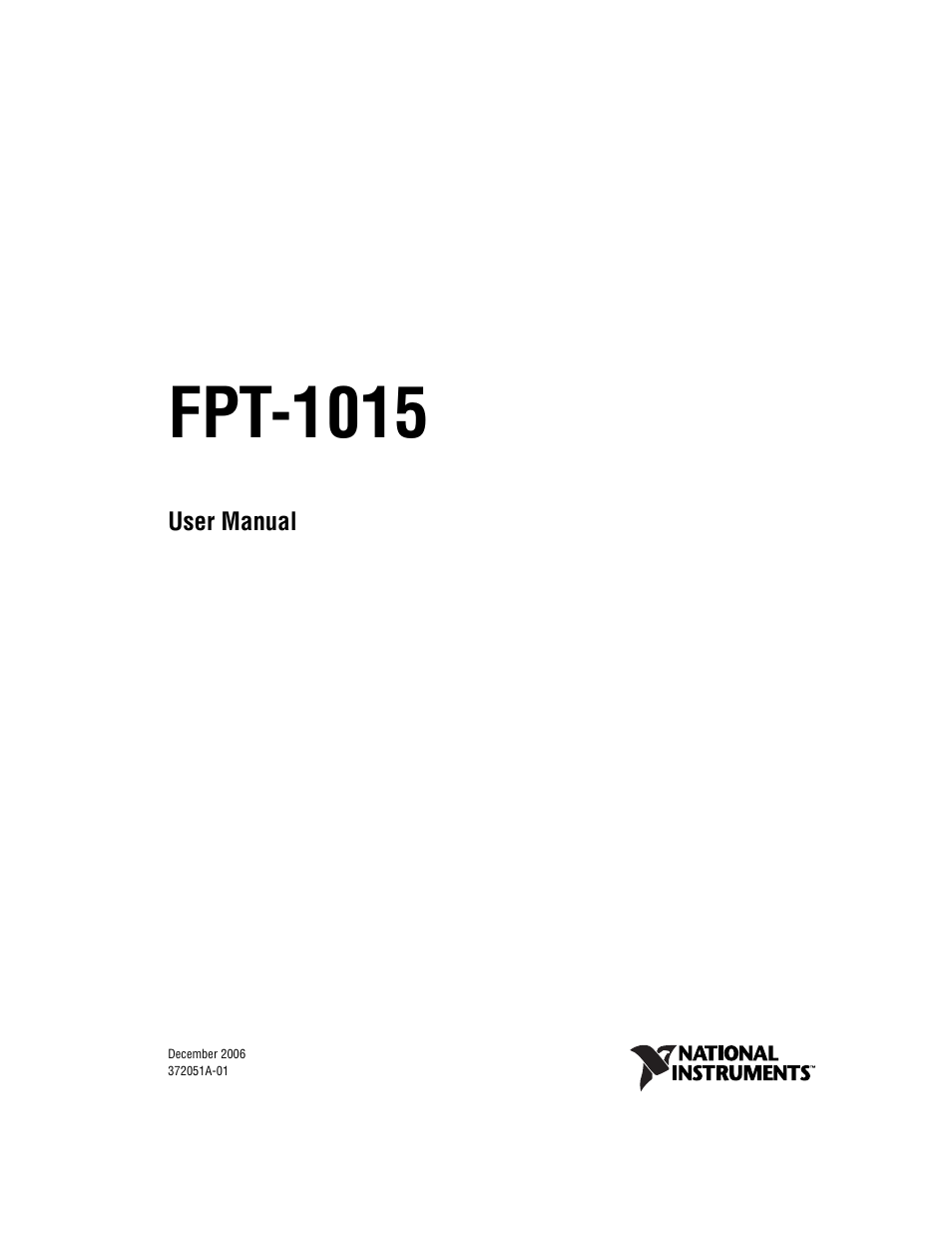 National Instruments FPT-1015 User Manual | 33 pages