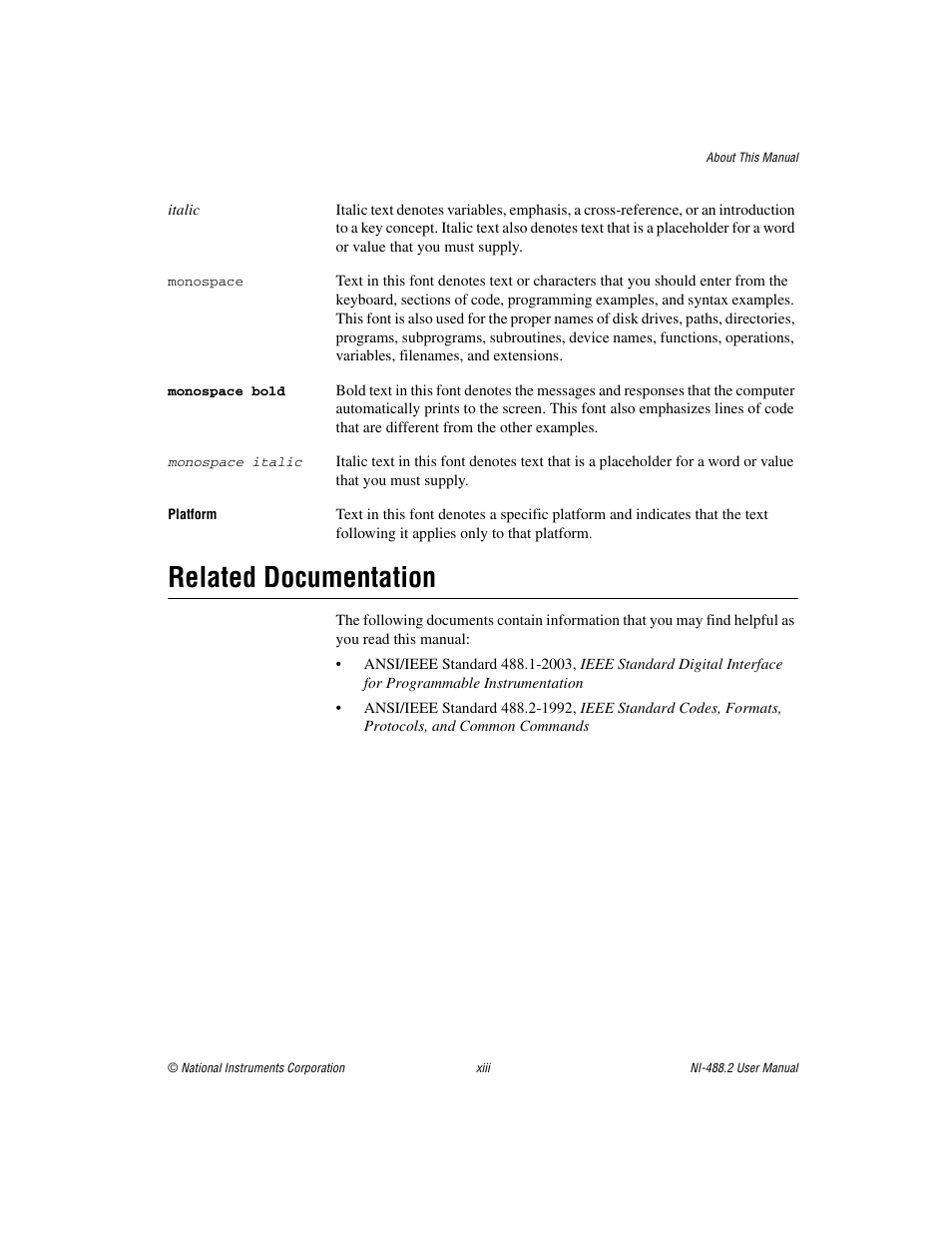Related documentation | National Instruments NI-488.2 User Manual | Page 11 / 137