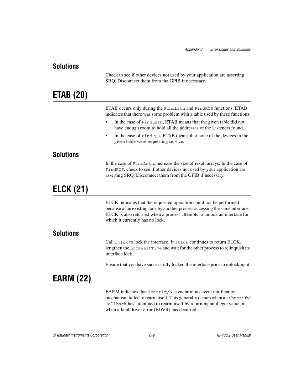 Etab (20), Elck (21), Earm (22) | Solutions | National Instruments NI-488.2 User Manual | Page 113 / 137
