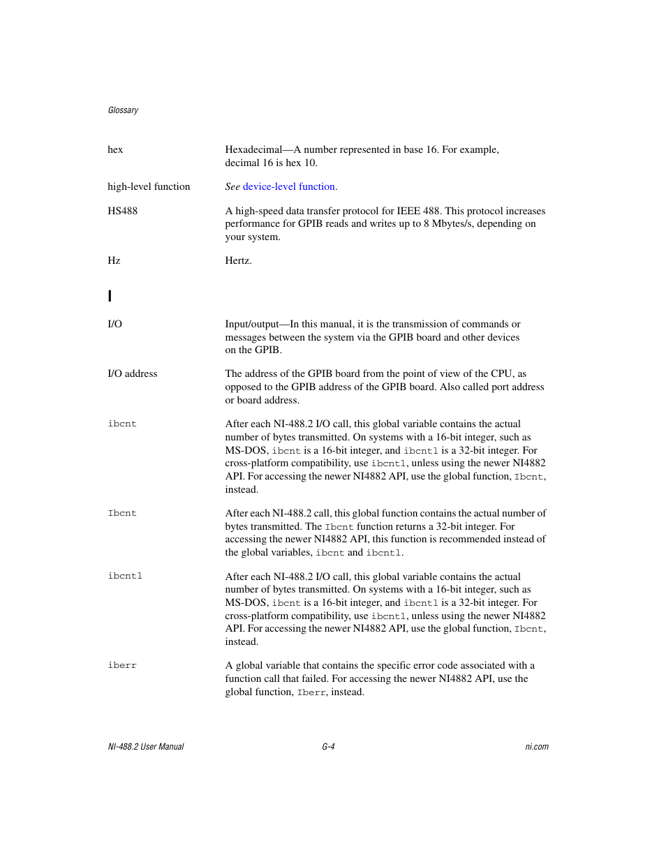 I/o address | National Instruments NI-488.2 User Manual | Page 124 / 137