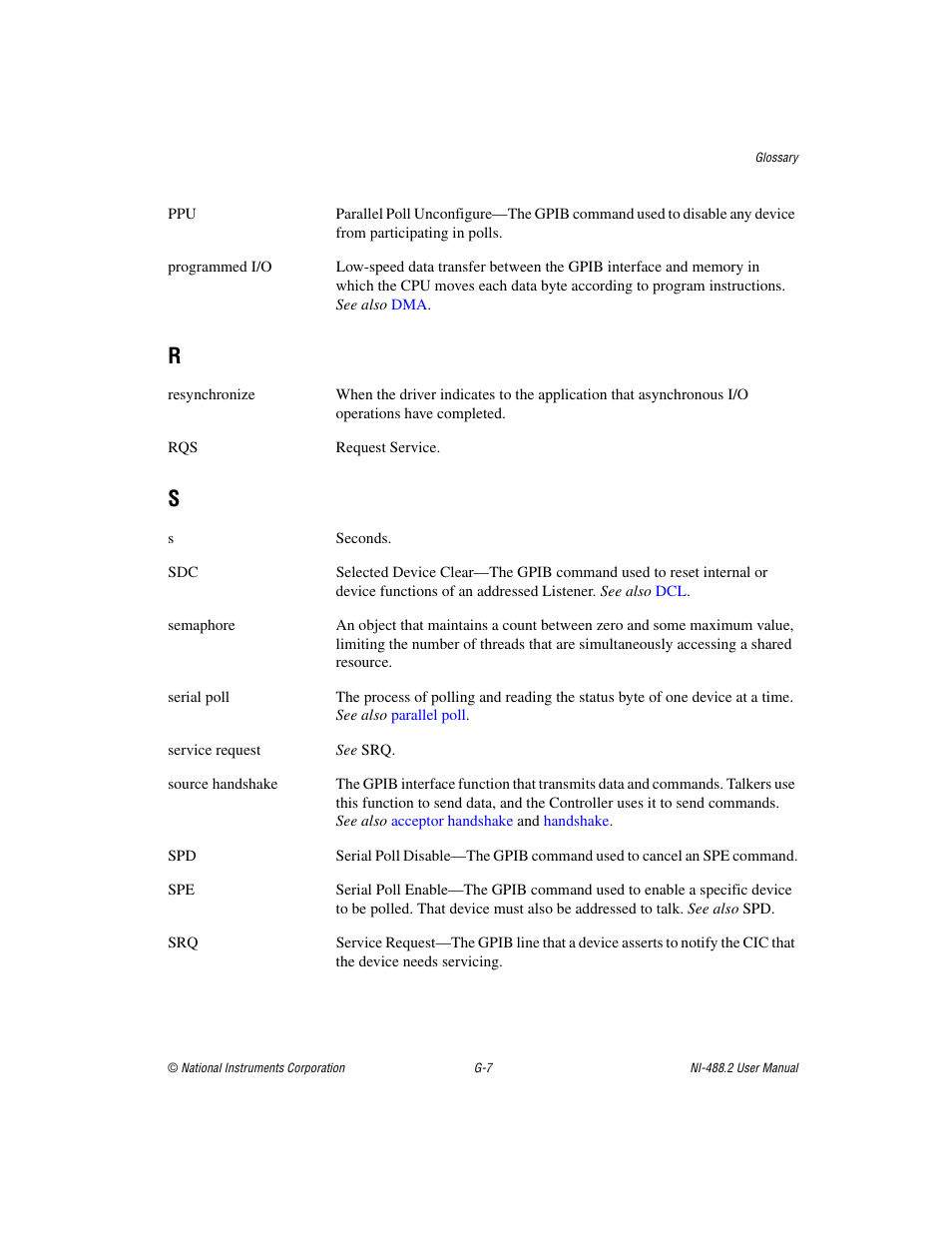 Source handshake, See also, Programmed i/o | Serial poll | National Instruments NI-488.2 User Manual | Page 127 / 137