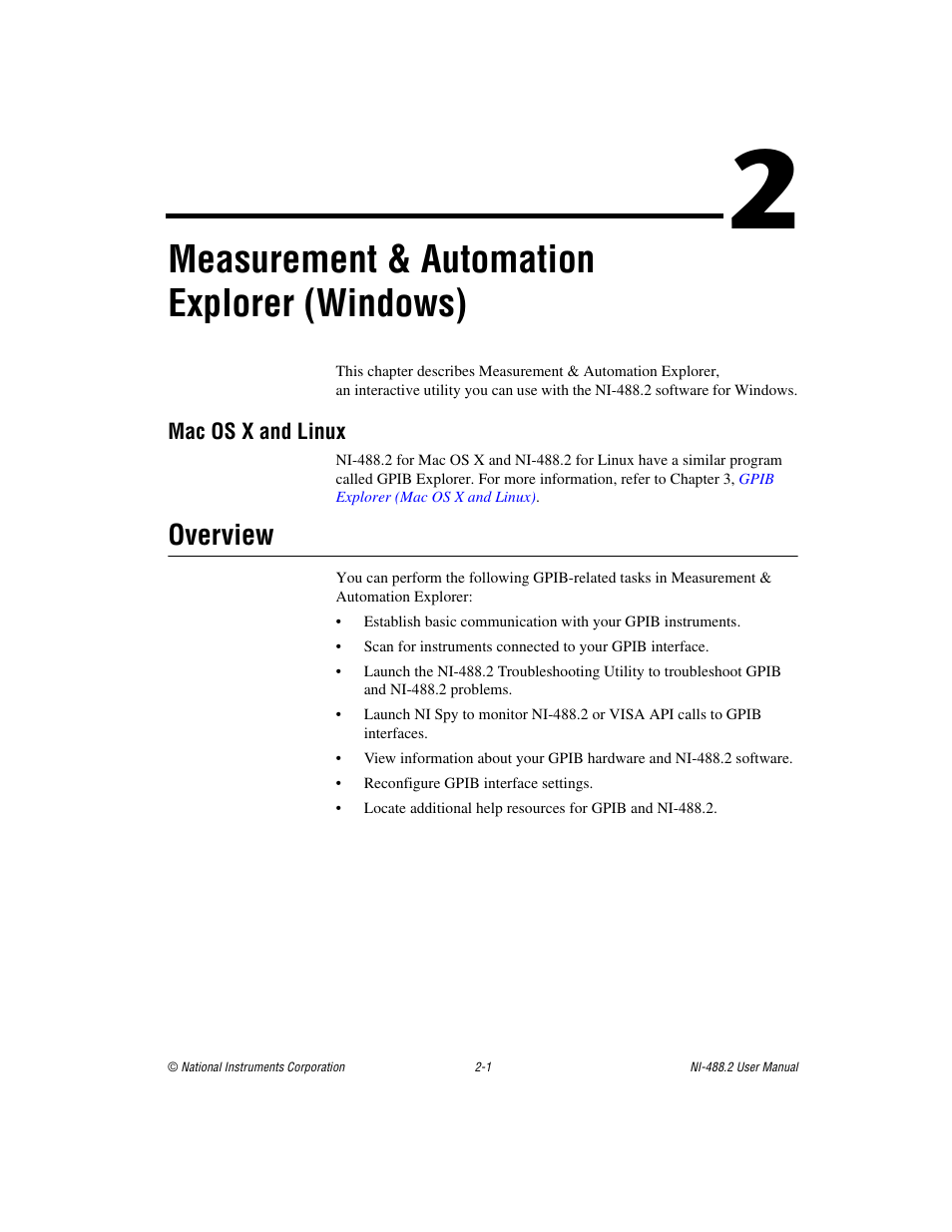 Overview, Overview -1, Measurement & automation explorer (windows) | National Instruments NI-488.2 User Manual | Page 15 / 137