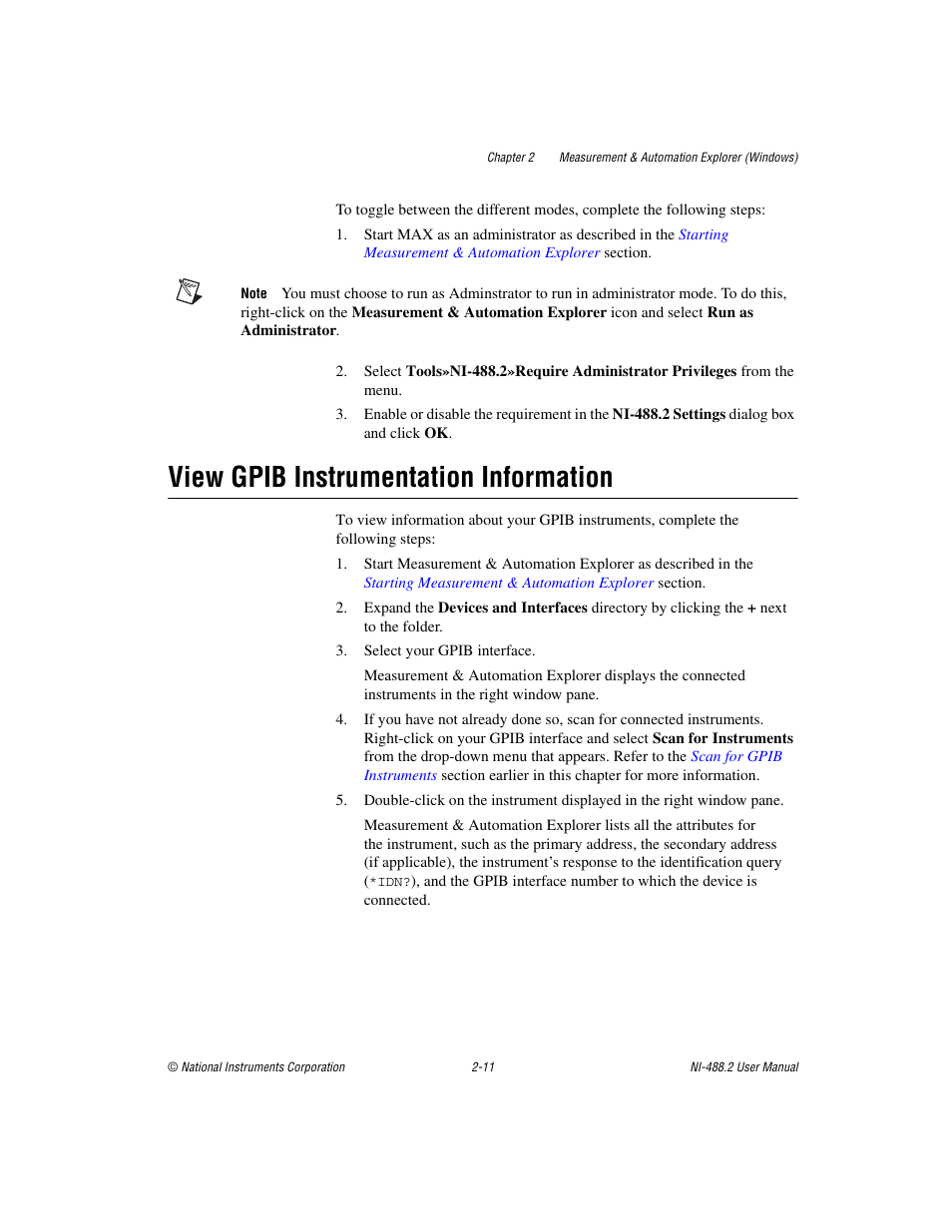 View gpib instrumentation information, View gpib instrumentation information -11 | National Instruments NI-488.2 User Manual | Page 25 / 137