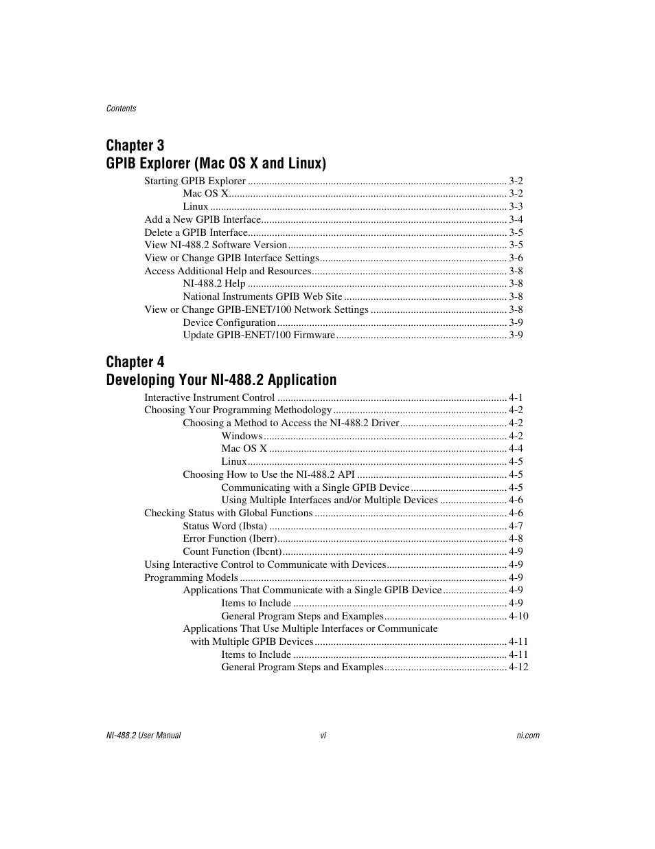 Chapter 3 gpib explorer (mac os x and linux) | National Instruments NI-488.2 User Manual | Page 5 / 137