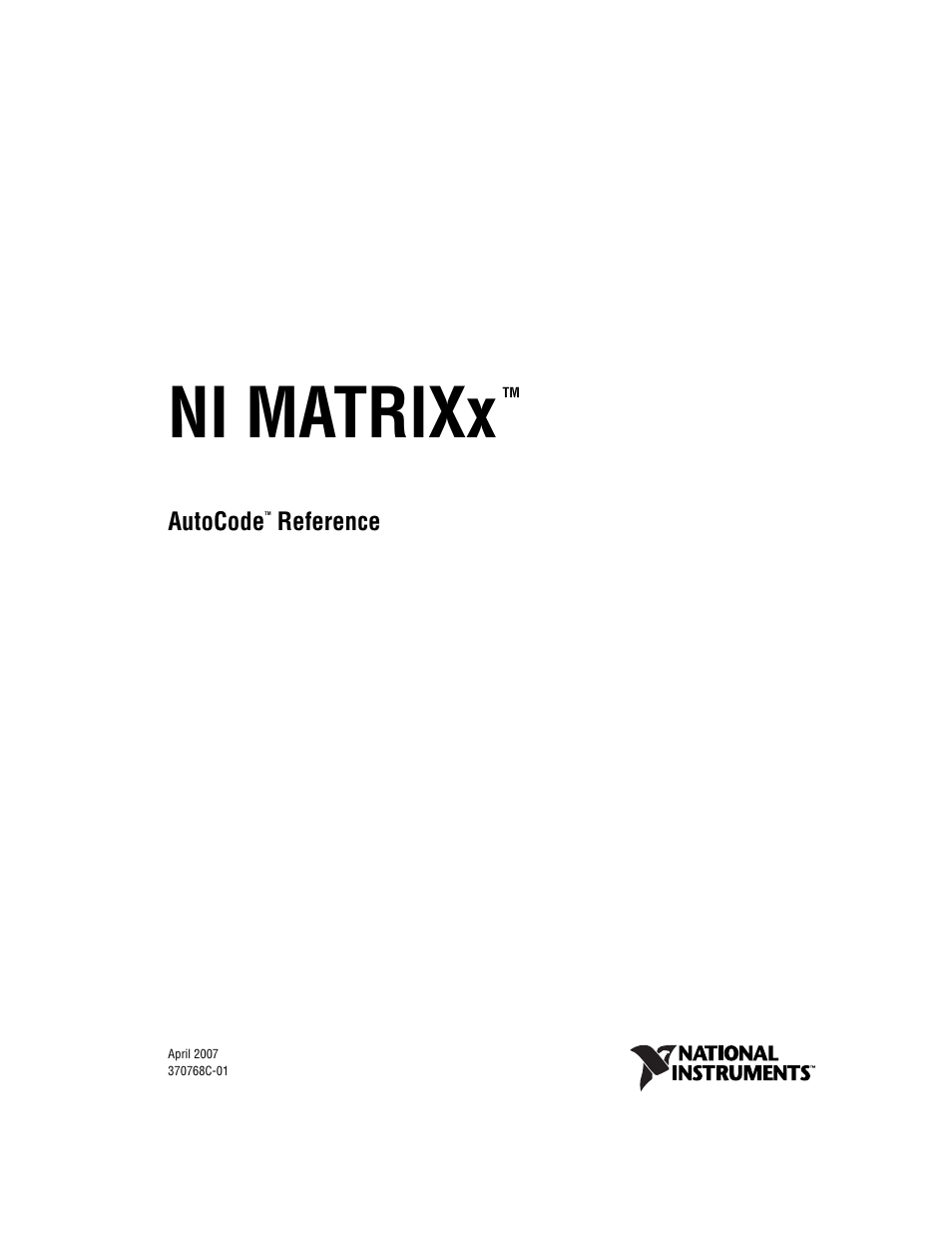 National Instruments AutoCode NI MATRIX User Manual | 250 pages