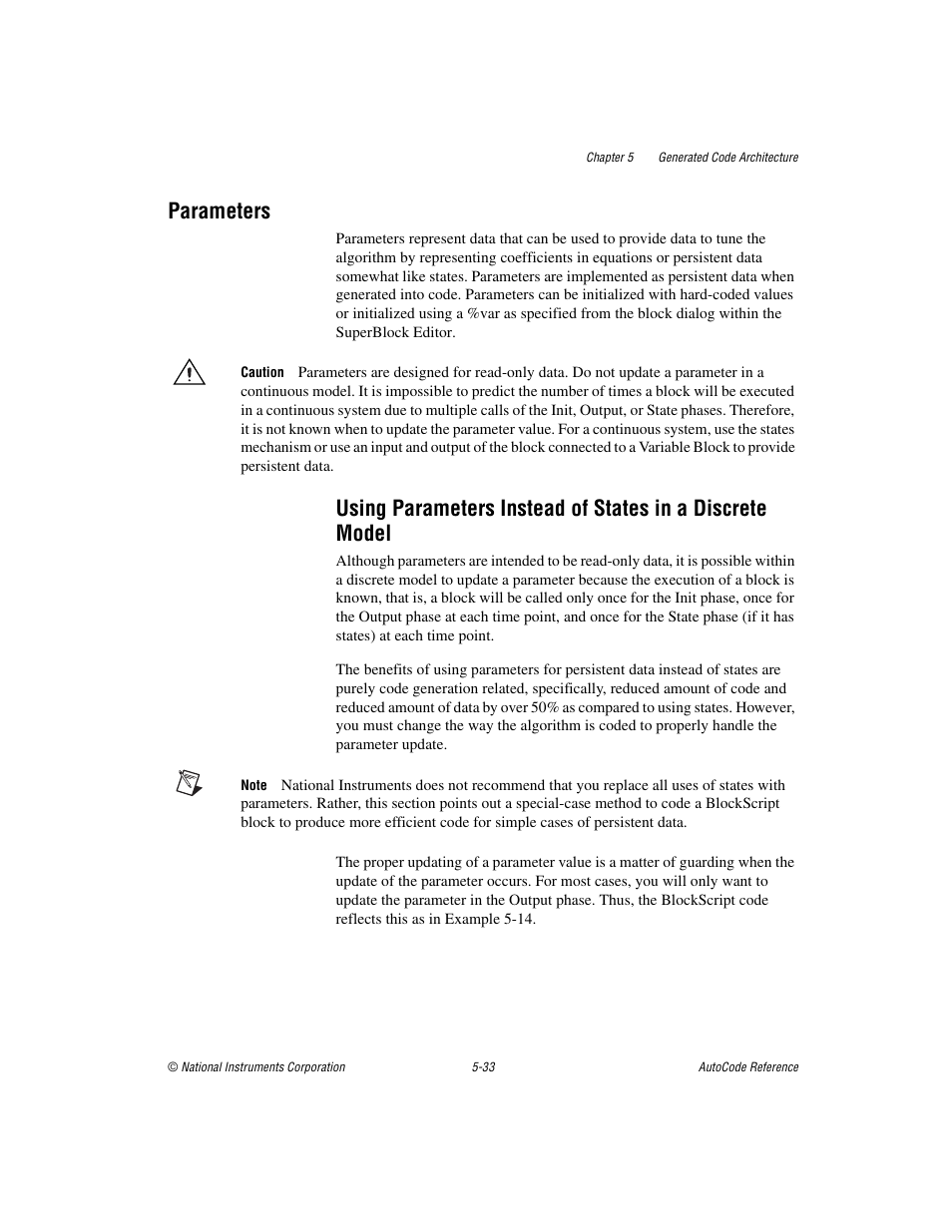 Parameters, Parameters -33 | National Instruments AutoCode NI MATRIX User Manual | Page 141 / 250