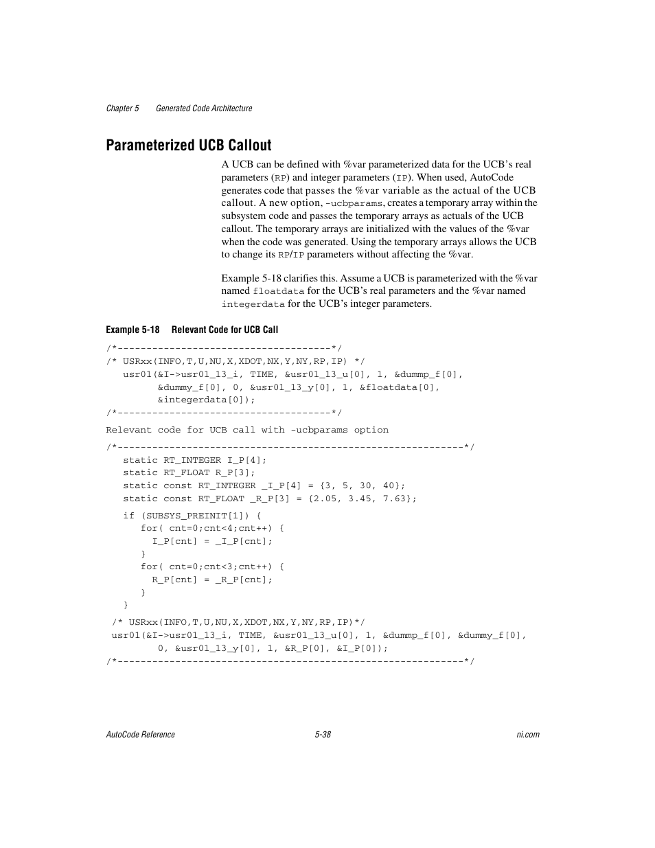 Parameterized ucb callout, Parameterized ucb callout -38 | National Instruments AutoCode NI MATRIX User Manual | Page 146 / 250