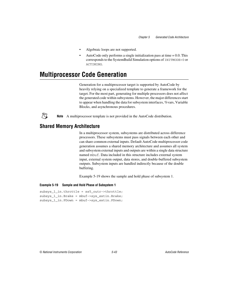Multiprocessor code generation, Shared memory architecture, Multiprocessor code generation -43 | Shared memory architecture -43 | National Instruments AutoCode NI MATRIX User Manual | Page 151 / 250