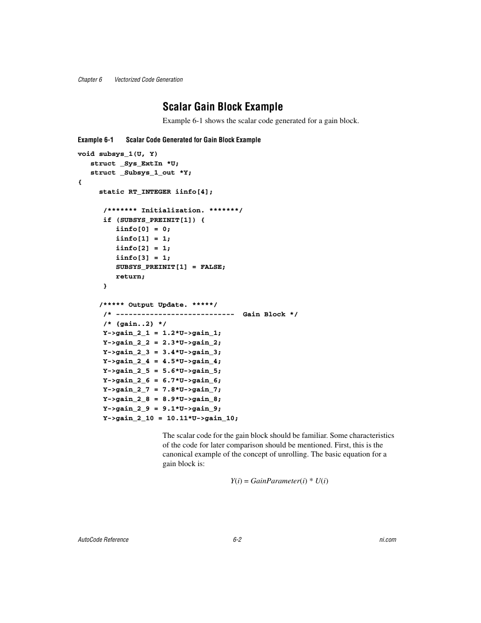Scalar gain block example, Scalar gain block example -2 | National Instruments AutoCode NI MATRIX User Manual | Page 165 / 250