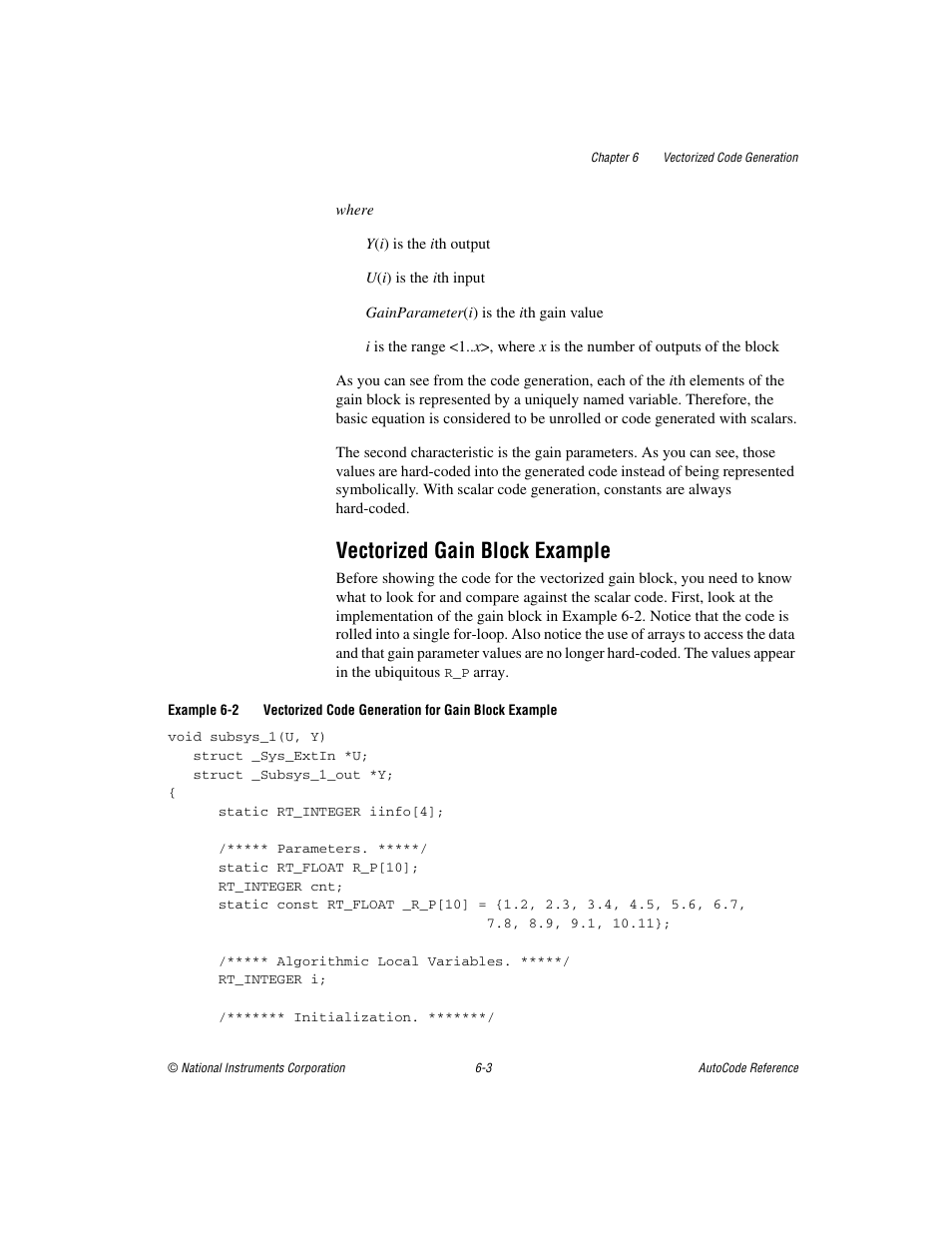 Vectorized gain block example, Vectorized gain block example -3 | National Instruments AutoCode NI MATRIX User Manual | Page 166 / 250