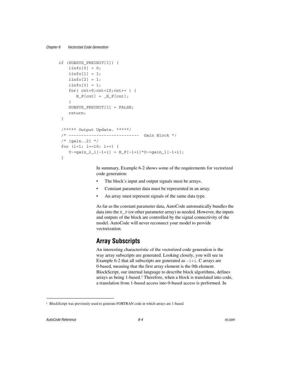 Array subscripts, Array subscripts -4 | National Instruments AutoCode NI MATRIX User Manual | Page 167 / 250