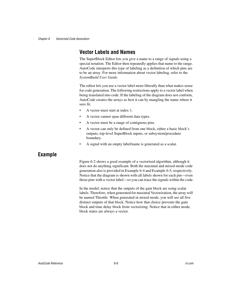 Vector labels and names, Example, Vector labels and names -8 | Example -8 | National Instruments AutoCode NI MATRIX User Manual | Page 171 / 250