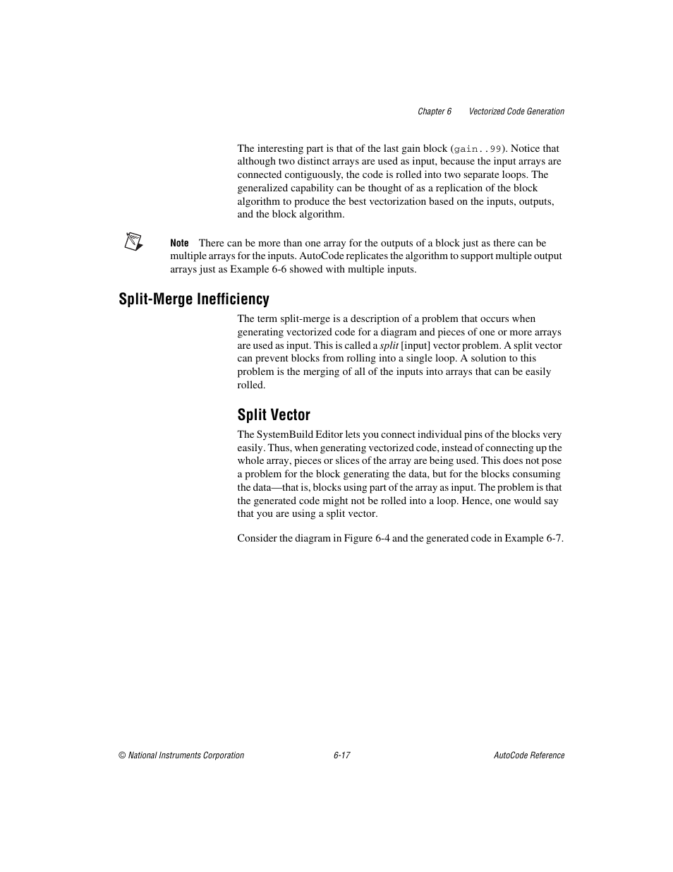 Split-merge inefficiency, Split vector, Split-merge inefficiency -17 | Split vector -17 | National Instruments AutoCode NI MATRIX User Manual | Page 180 / 250