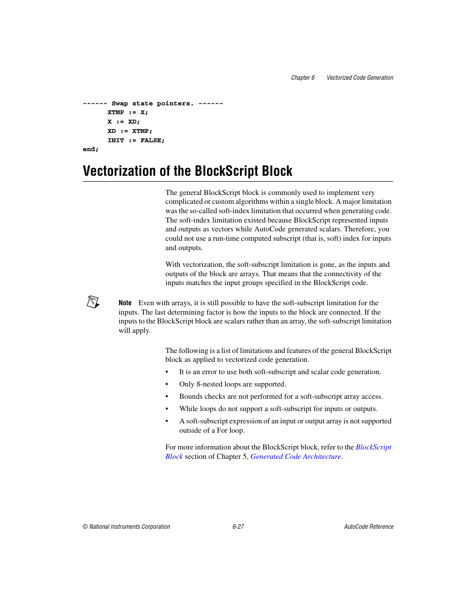 Vectorization of the blockscript block, Vectorization of the blockscript block -27 | National Instruments AutoCode NI MATRIX User Manual | Page 190 / 250
