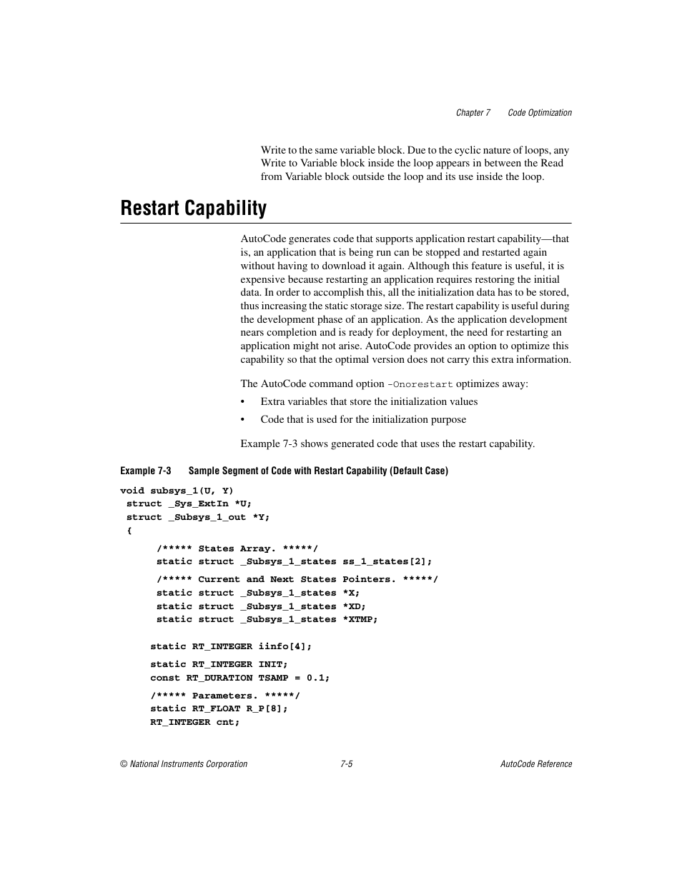 Restart capability, Restart capability -5 | National Instruments AutoCode NI MATRIX User Manual | Page 196 / 250