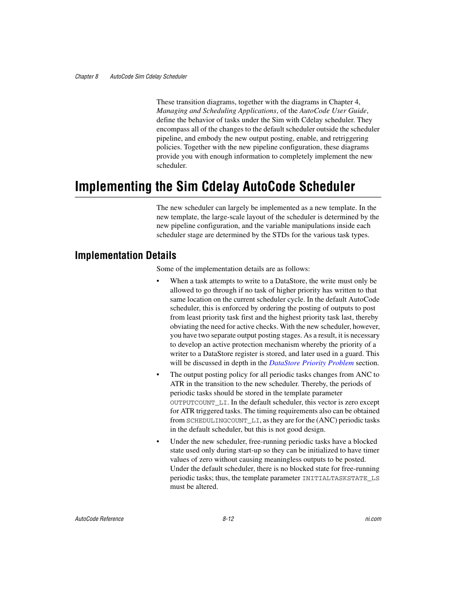 Implementing the sim cdelay autocode scheduler, Implementation details, Implementing the sim cdelay autocode scheduler -12 | Implementation details -12 | National Instruments AutoCode NI MATRIX User Manual | Page 222 / 250