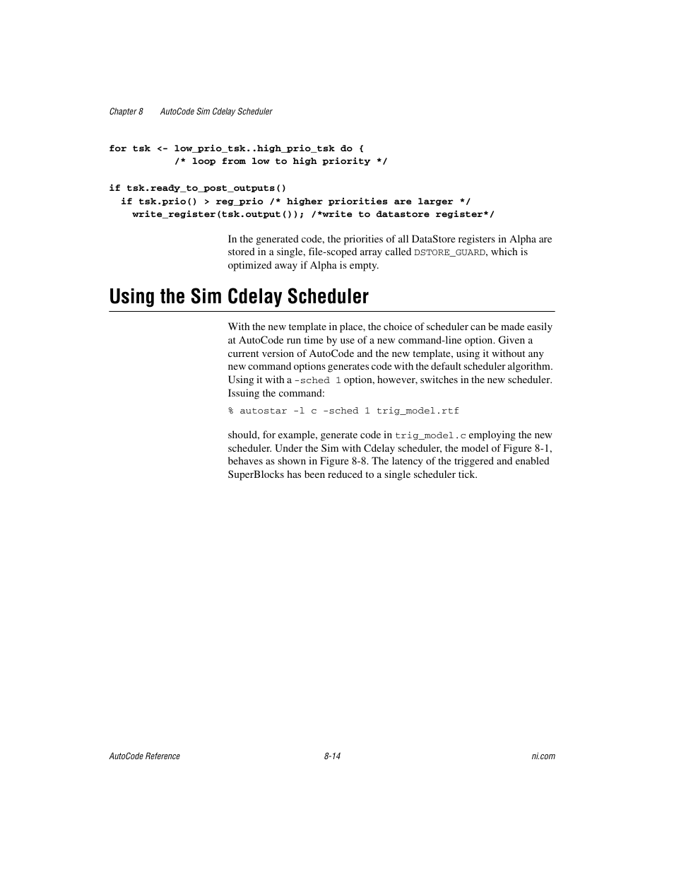 Using the sim cdelay scheduler, Using the sim cdelay scheduler -14 | National Instruments AutoCode NI MATRIX User Manual | Page 224 / 250