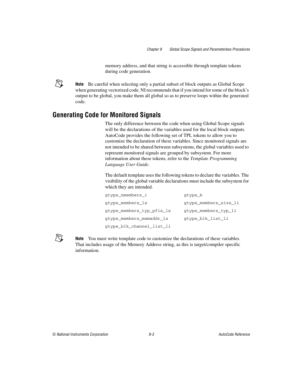 Generating code for monitored signals, Generating code for monitored signals -3 | National Instruments AutoCode NI MATRIX User Manual | Page 230 / 250