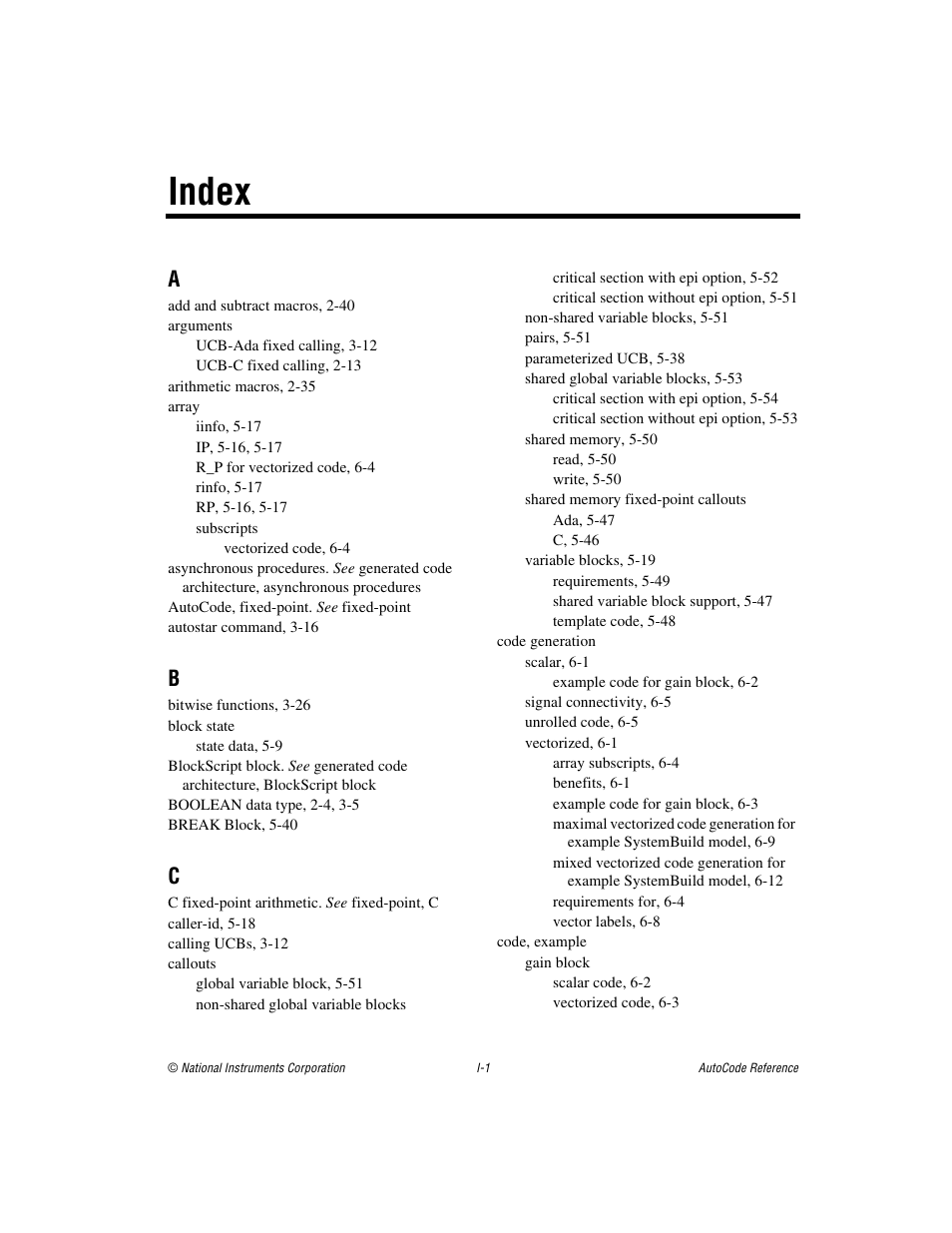 Index | National Instruments AutoCode NI MATRIX User Manual | Page 239 / 250