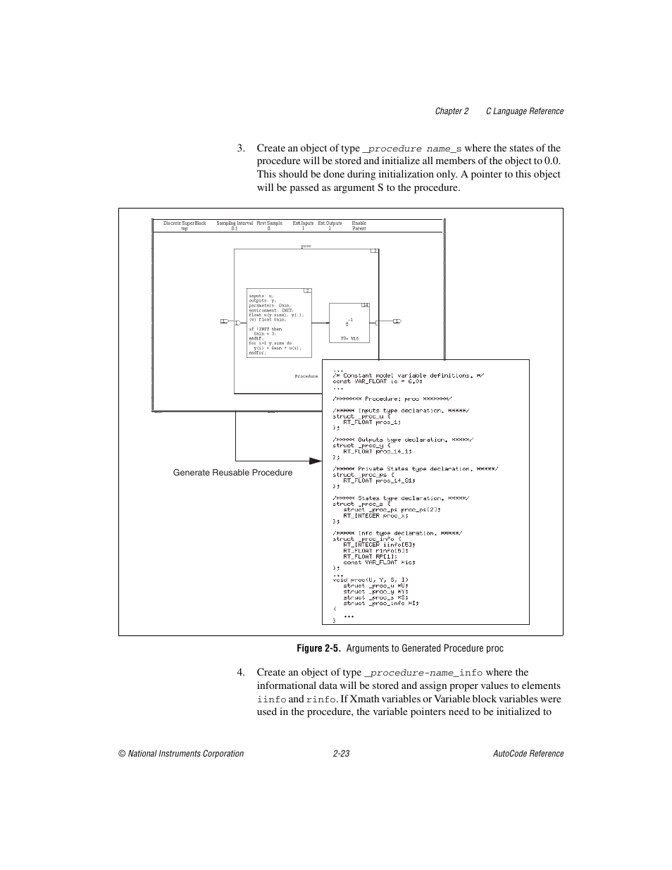 Figure 2-5. arguments to generated procedure proc | National Instruments AutoCode NI MATRIX User Manual | Page 40 / 250
