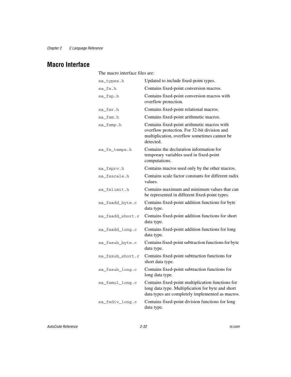 Macro interface, Macro interface -32 | National Instruments AutoCode NI MATRIX User Manual | Page 49 / 250