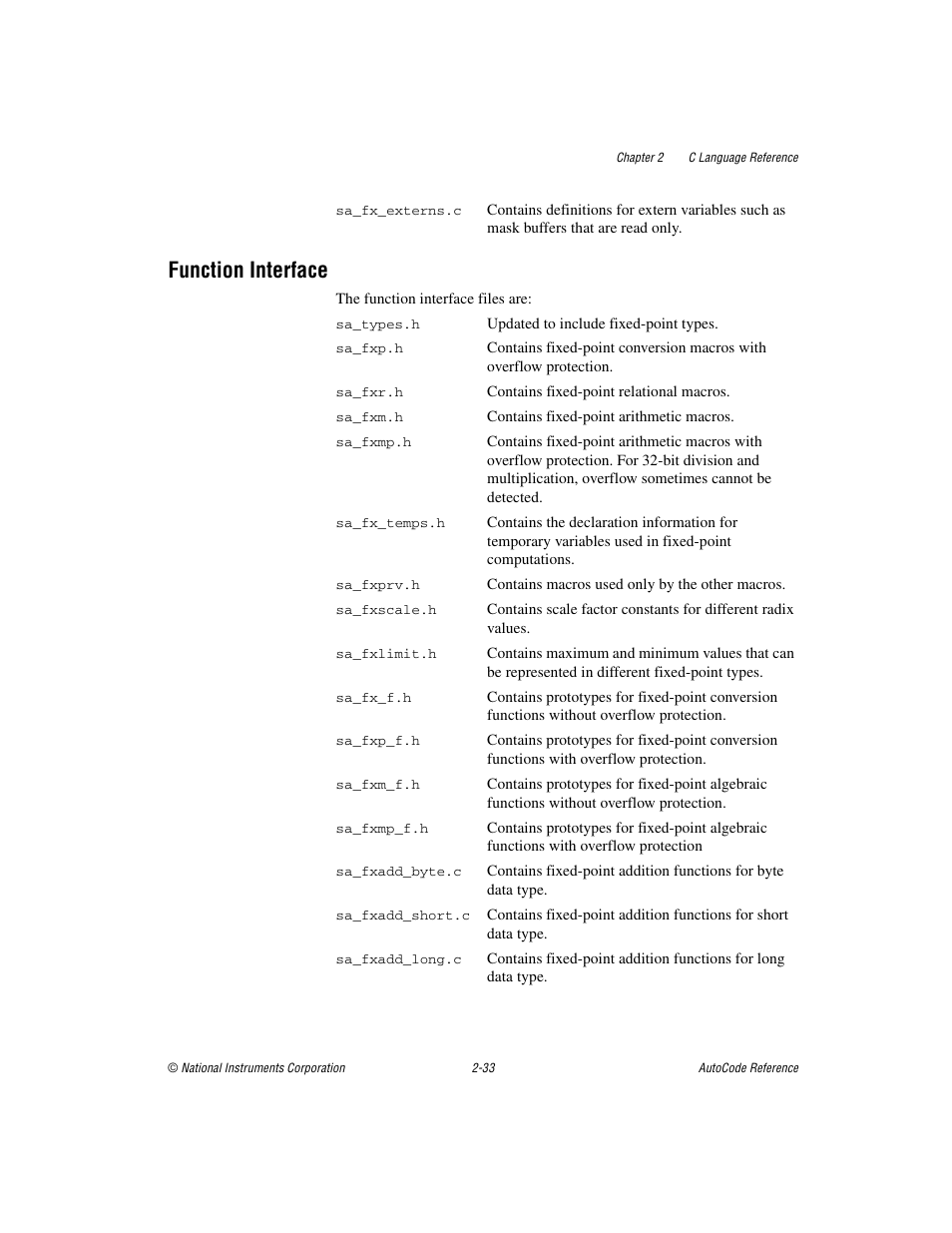 Function interface, Function interface -33 | National Instruments AutoCode NI MATRIX User Manual | Page 50 / 250