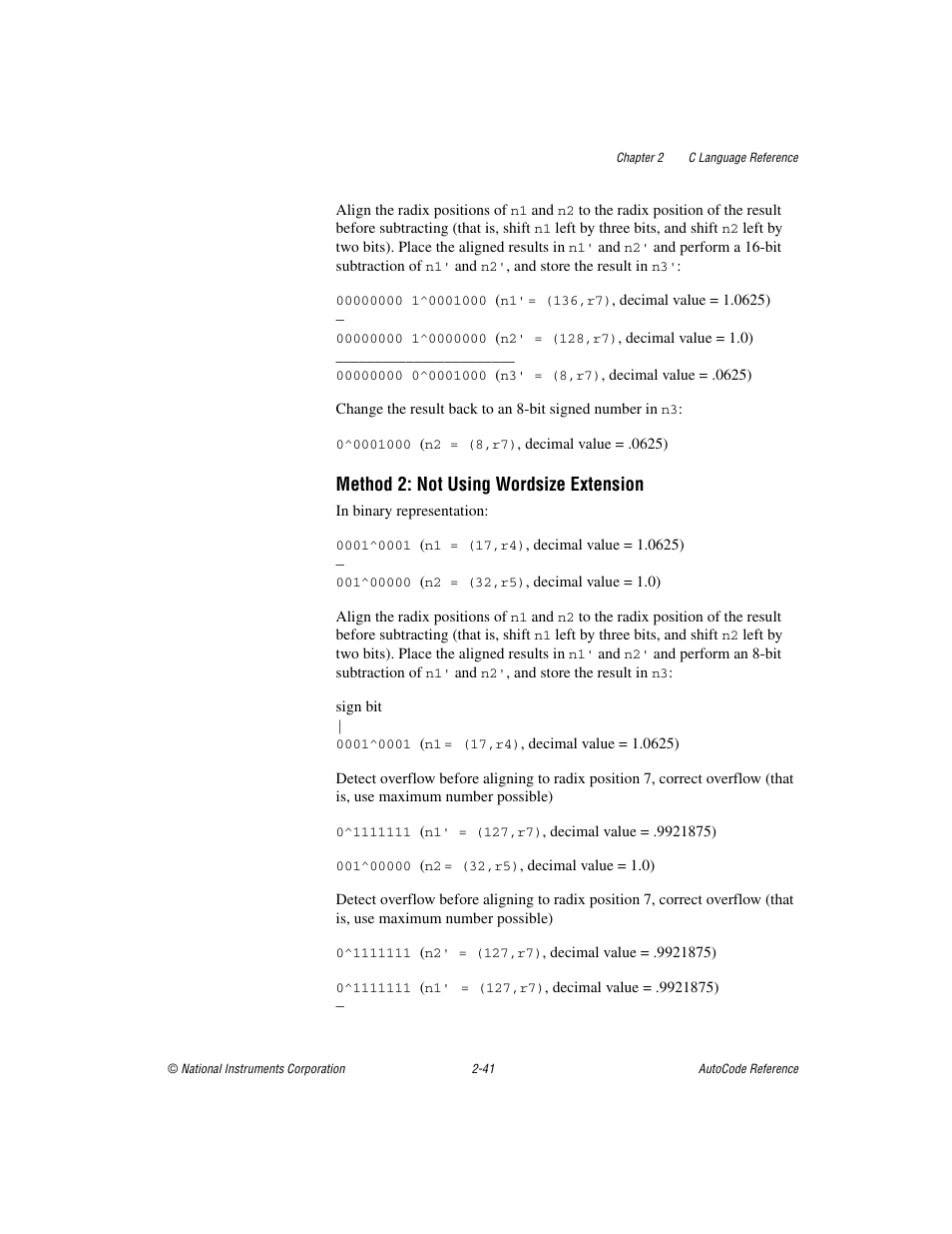 Method 2: not using wordsize extension | National Instruments AutoCode NI MATRIX User Manual | Page 58 / 250